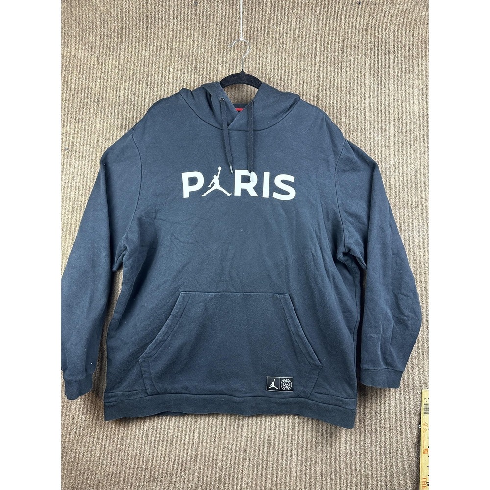 Jordan Paris Hoodie Mens 2XL Black Pullover Fleece Hooded Pockets Graphic